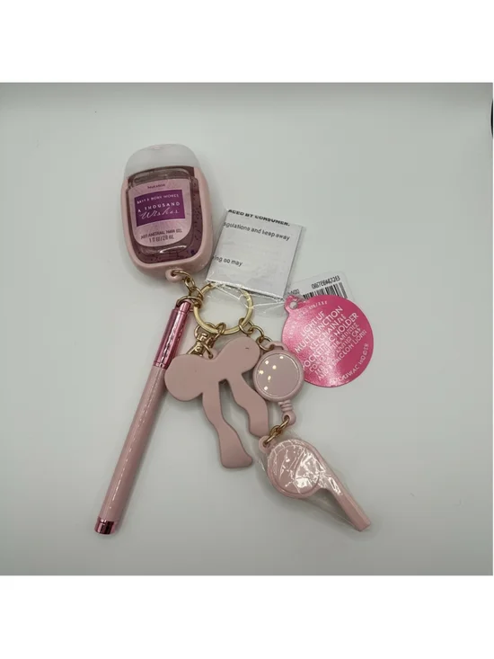 Bath & Body Works A Thousand Wishes PocketBac Holder Keychain Light Up Pink Bow - Picture 2 of 7